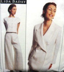 8256 MCCALLS BADAY 2 BREASTED JACKET, CROP TOP, FLARE PANTS PATTERN 14, 18